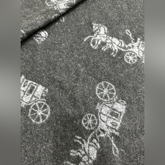 Coach Wool & Cashmere Horse And Carriage Oversized Muffler F76387 Black Gray - Picture 5 of 9